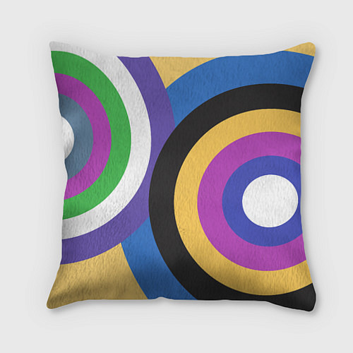 Подушка квадратная Разноцветные круги, абстракция / 3D-принт – фото 1