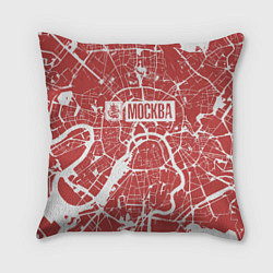 Подушка квадратная Красная карта Москвы, цвет: 3D-принт