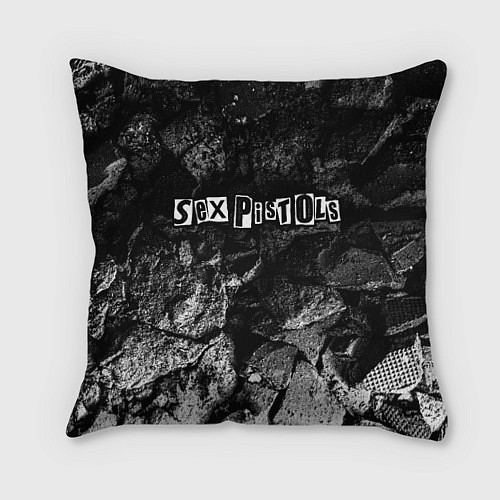 Подушка квадратная Sex Pistols black graphite / 3D-принт – фото 1