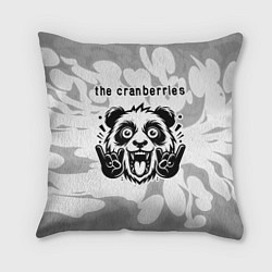 Подушка квадратная The Cranberries рок панда на светлом фоне, цвет: 3D-принт