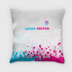 Подушка квадратная Leeds United neon gradient style посередине