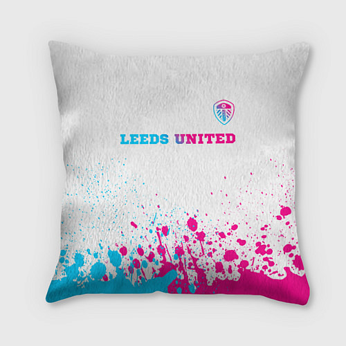 Подушка квадратная Leeds United neon gradient style посередине / 3D-принт – фото 1