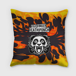 Подушка квадратная Five Finger Death Punch рок панда и огонь