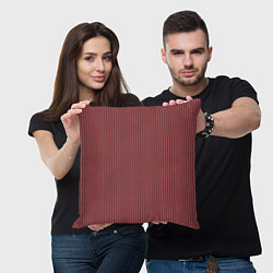 Подушка квадратная Светло-бордовый в чёрную полоску, цвет: 3D-принт — фото 2