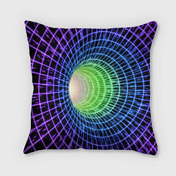 Подушка квадратная Червоточина - трехцветная сетка со свечением