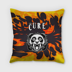 Подушка квадратная The Cure рок панда и огонь, цвет: 3D-принт