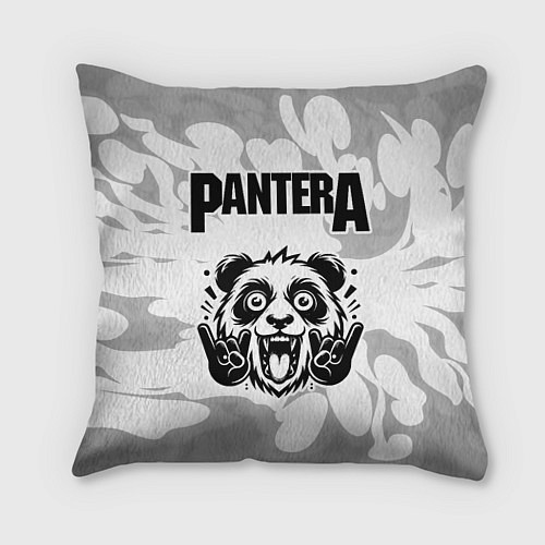 Подушка квадратная Pantera рок панда на светлом фоне / 3D-принт – фото 1