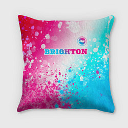 Подушка квадратная Brighton neon gradient style посередине, цвет: 3D-принт