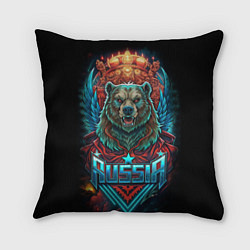 Подушка квадратная Суровый русский медведь, цвет: 3D-принт