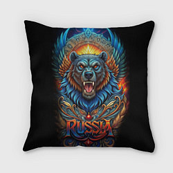 Подушка квадратная Суровый русский медведь, цвет: 3D-принт