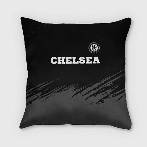 Подушка квадратная Chelsea sport на темном фоне посередине / 3D-принт – фото 1