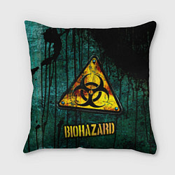 Подушка квадратная Biohazard yellow sign, цвет: 3D-принт