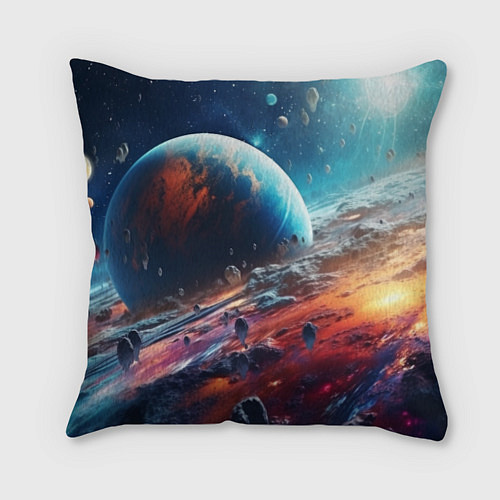 Подушка квадратная Космос фантастическая планета / 3D-принт – фото 1