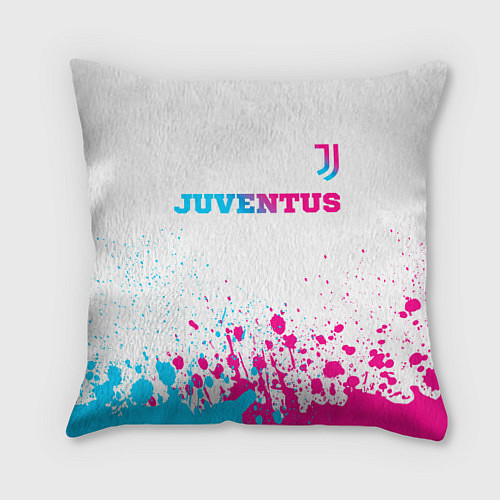 Подушка квадратная Juventus neon gradient style посередине / 3D-принт – фото 1