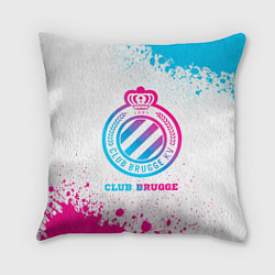 Подушка квадратная Club Brugge neon gradient style, цвет: 3D-принт