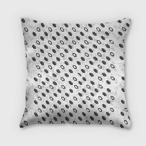 Подушка квадратная Чёрные шестиугольники на белом фоне / 3D-принт – фото 1