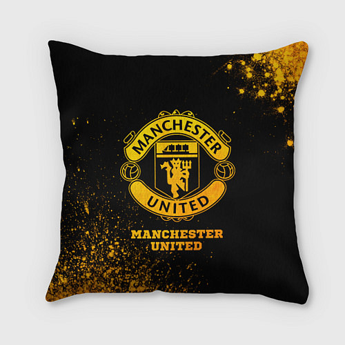 Подушка квадратная Manchester United - gold gradient / 3D-принт – фото 1
