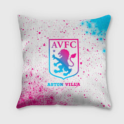 Подушка квадратная Aston Villa neon gradient style