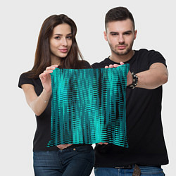 Подушка квадратная Бирюзовый абстрактные полосы, цвет: 3D-принт — фото 2