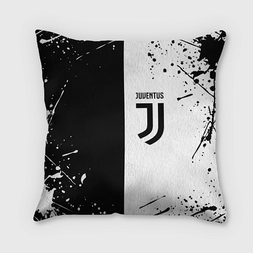 Подушка квадратная Juventus краски текстура спорт / 3D-принт – фото 1