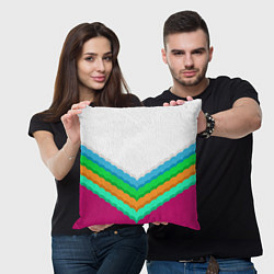 Подушка квадратная Пятицветный угольник с волной, цвет: 3D-принт — фото 2
