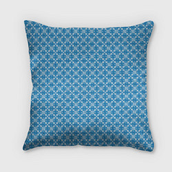 Подушка квадратная Сине-белый узорчатый, цвет: 3D-принт
