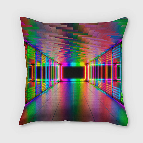Подушка квадратная Светящаяся неоновая галерея / 3D-принт – фото 1