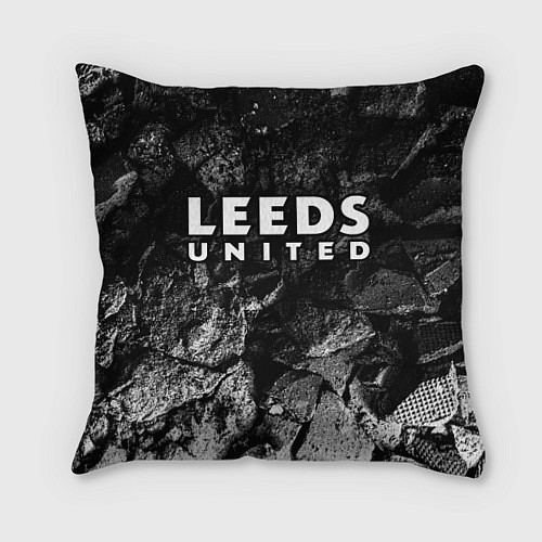 Подушка квадратная Leeds United black graphite / 3D-принт – фото 1