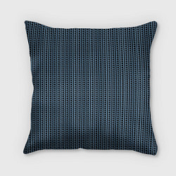 Подушка квадратная Чёрно-синий полосы в горошек