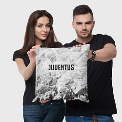 Подушка квадратная Juventus white graphite, цвет: 3D-принт — фото 2