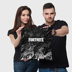 Подушка квадратная Fortnite black graphite, цвет: 3D-принт — фото 2