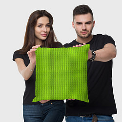 Подушка квадратная Ярко-зелёный в маленькие чёрные полоски, цвет: 3D-принт — фото 2