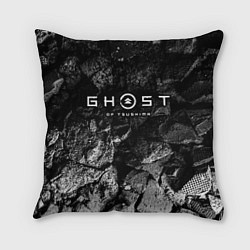 Подушка квадратная Ghost of Tsushima black graphite, цвет: 3D-принт
