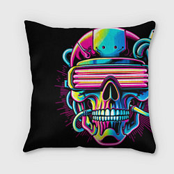 Подушка квадратная Cyber skull - ai art neon, цвет: 3D-принт