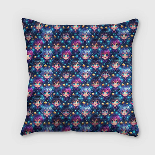Подушка квадратная Парень и девушка аниме паттерн / 3D-принт – фото 1