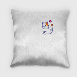 Подушка квадратная Милый кот обиделся с разбитым сердечком, цвет: 3D-принт