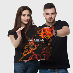 Подушка квадратная AC Milan red lava, цвет: 3D-принт — фото 2