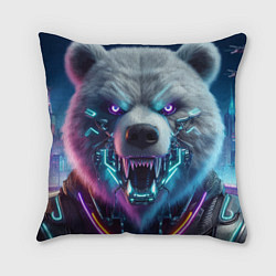Подушка квадратная Cyber bear - neon glow