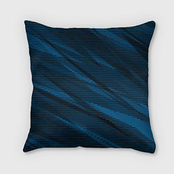 Подушка квадратная Полосатый чёрно-синий, цвет: 3D-принт