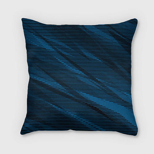Подушка квадратная Полосатый чёрно-синий / 3D-принт – фото 1