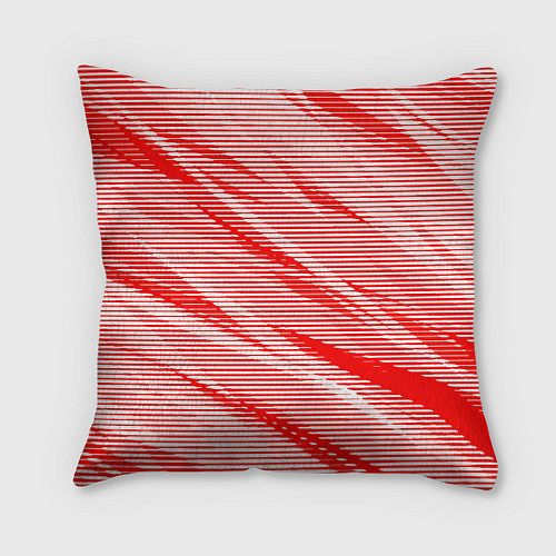 Подушка квадратная Полосатый красно-белый / 3D-принт – фото 1