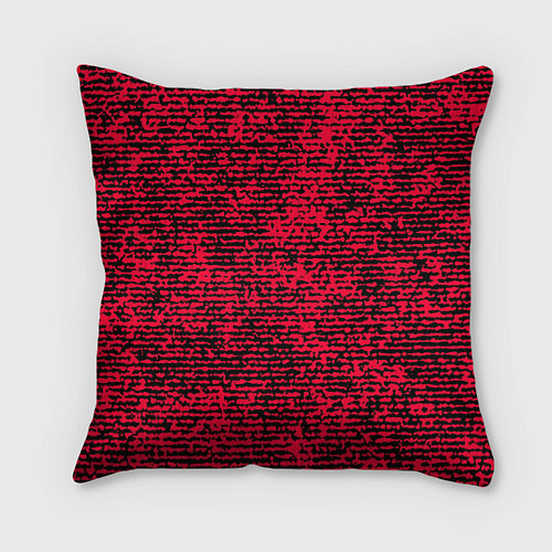 Подушка квадратная Ярко-розовый в чёрную текстурированную полоску / 3D-принт – фото 1