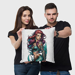 Подушка квадратная Татуированная секси русалка, цвет: 3D-принт — фото 2