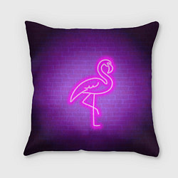 Подушка квадратная Розовый неоновый фламинго, цвет: 3D-принт