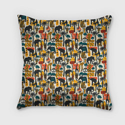 Подушка квадратная Африка паттерн пальмы животные, цвет: 3D-принт