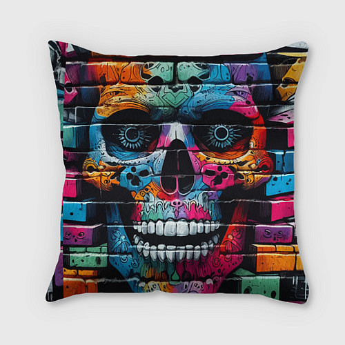 Подушка квадратная Crazy color skull - graffiti / 3D-принт – фото 1