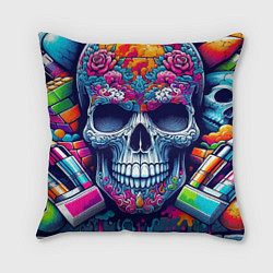 Подушка квадратная Ai art skull - graffiti, цвет: 3D-принт