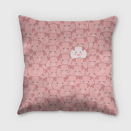 Подушка квадратная Свинки паттерн / 3D-принт – фото 1