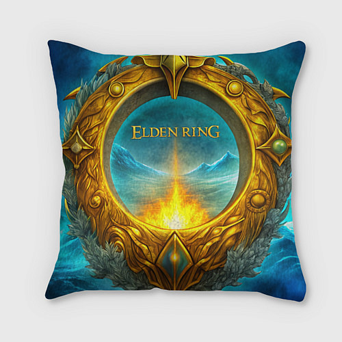 Подушка квадратная Elden Ring золотое кольцо и зимний холод / 3D-принт – фото 1
