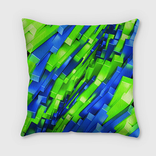 Подушка квадратная Сине-зеленые наклонные блоки / 3D-принт – фото 1